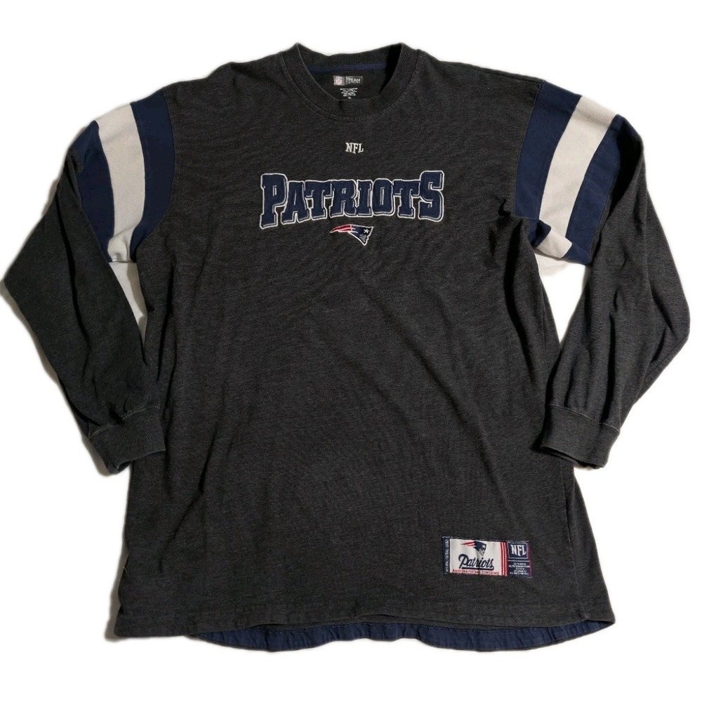 New England Patriots NFL Team Apparel Long Sleeve Shirt‎ Men's XL Gray